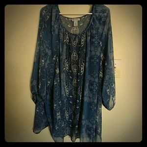 Maggie Barnes for Catherines blue sheer tunic top